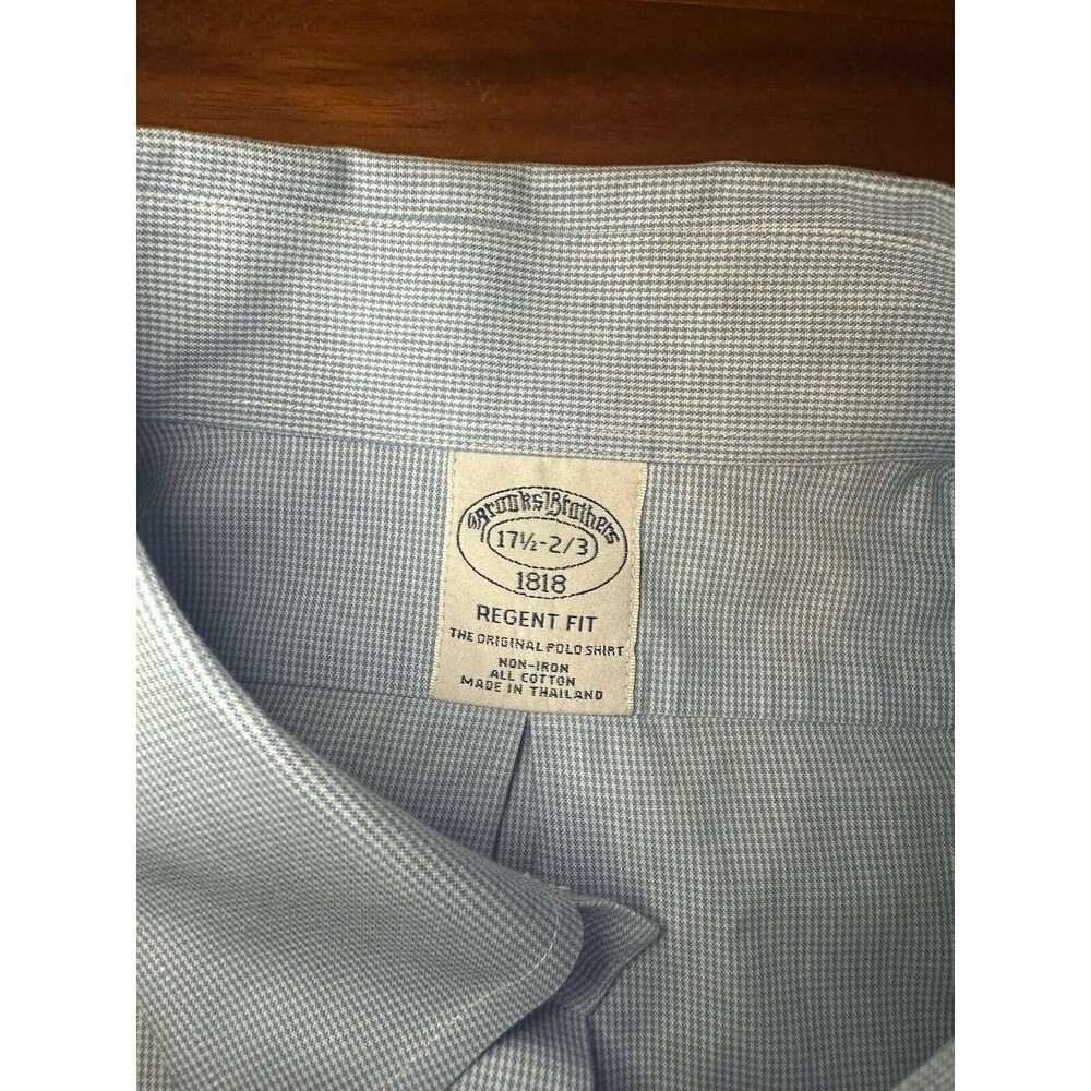 BROOKS BROTHERS Regent Non Iron Blue Dress Shirt 17.5 -2/3